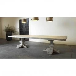 Organic Restoration Reclaimed Elm Dining Table 137" - Pedestal Legs