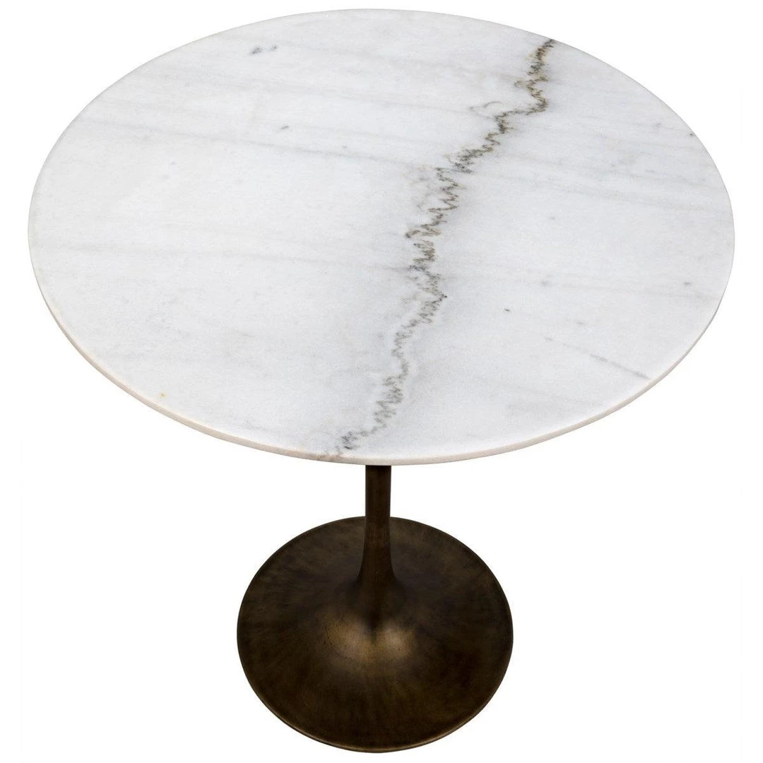 Noir Furniture Laredo Bar Table 36", Aged Brass,White Marble Top