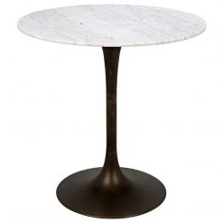 Dining Tables Noir Furniture Laredo Bar Table 40", Aged Brass, White Marble Top
