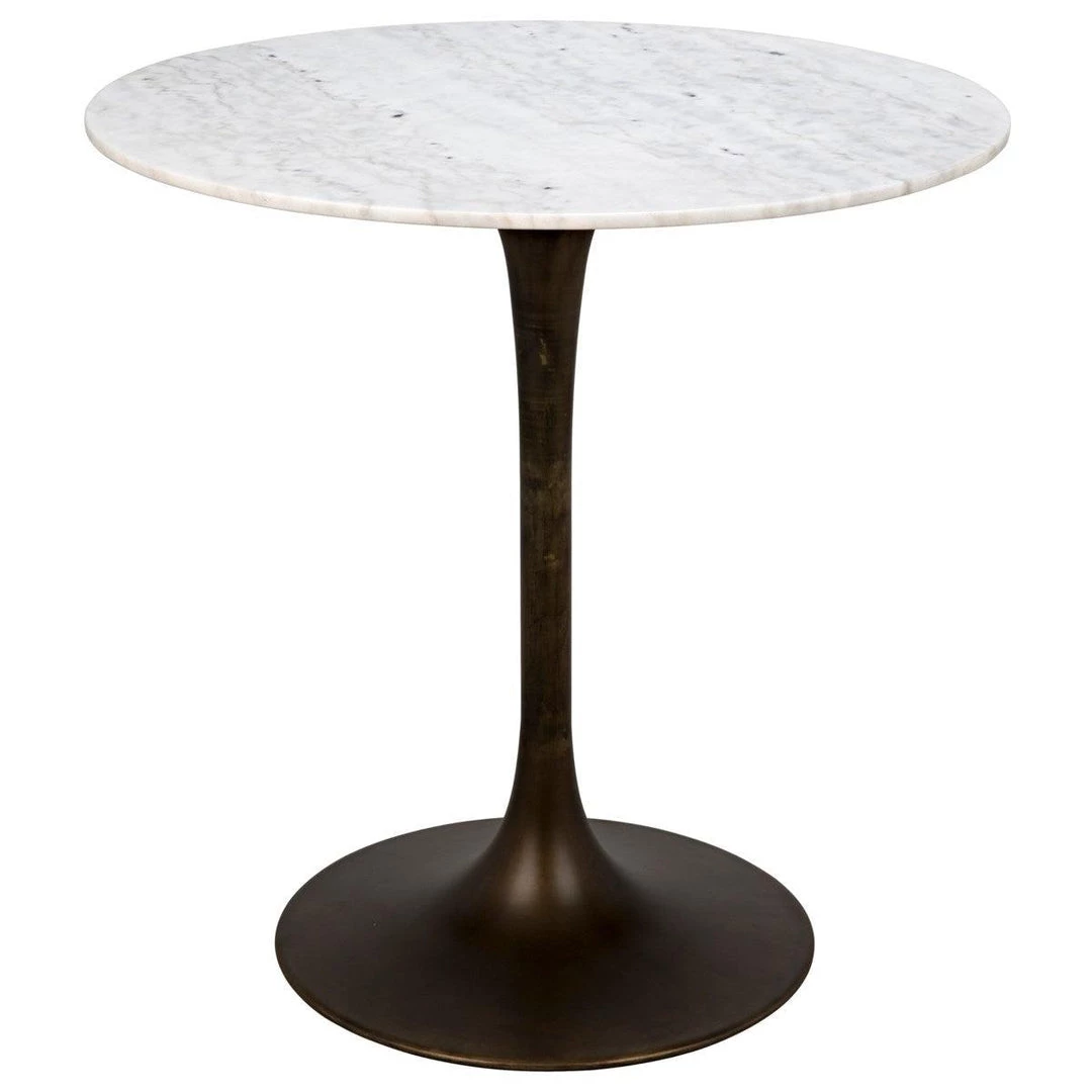 Dining Tables Noir Furniture Laredo Bar Table 40", Aged Brass, White Marble Top