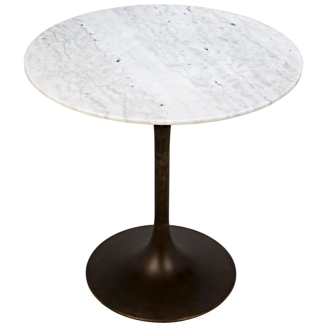 Dining Tables Noir Furniture Laredo Bar Table 40", Aged Brass, White Marble Top