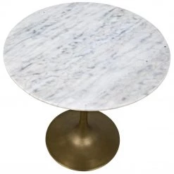 Dining Tables Noir Furniture Laredo Bar Table 40", Antique Brass, White Marble Top