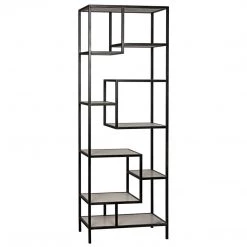 Bookcases Noir Furniture Haru Bookcase Large, Black Metal With White Stone