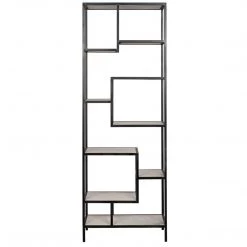Bookcases Noir Furniture Haru Bookcase Large, Black Metal With White Stone