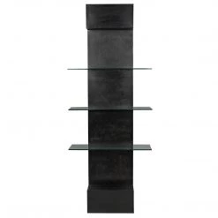 Noir Furniture Noir Colombo Shelving, Black Steel With Glass