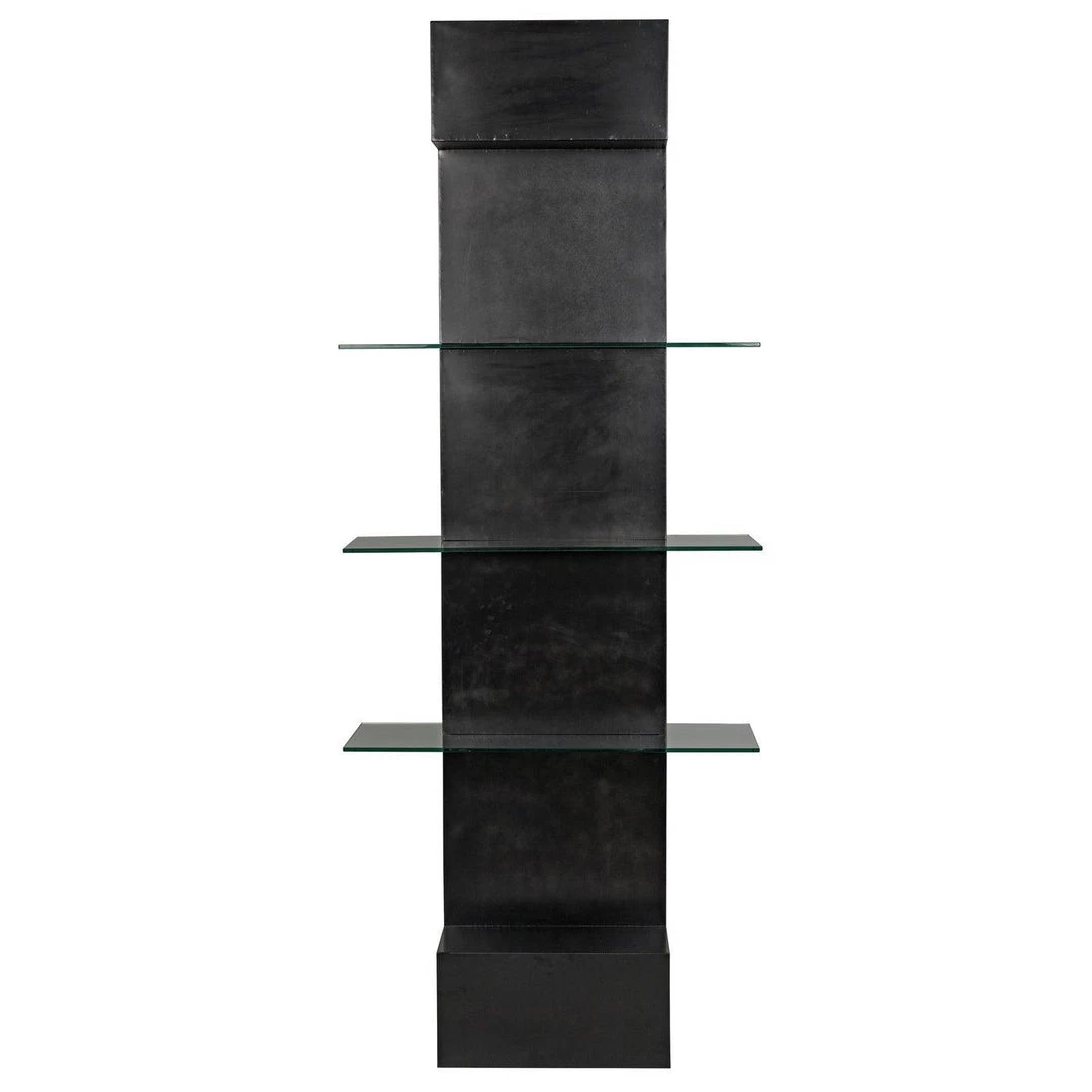 Noir Furniture Noir Colombo Shelving, Black Steel With Glass
