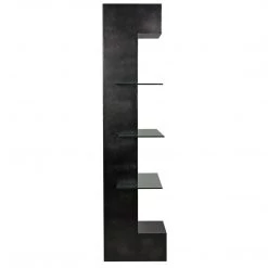 Noir Furniture Noir Colombo Shelving, Black Steel With Glass