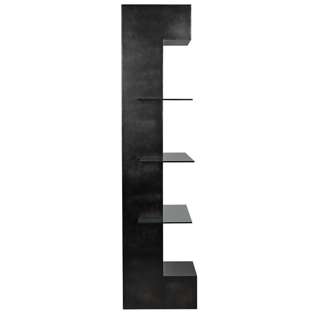 Noir Furniture Noir Colombo Shelving, Black Steel With Glass