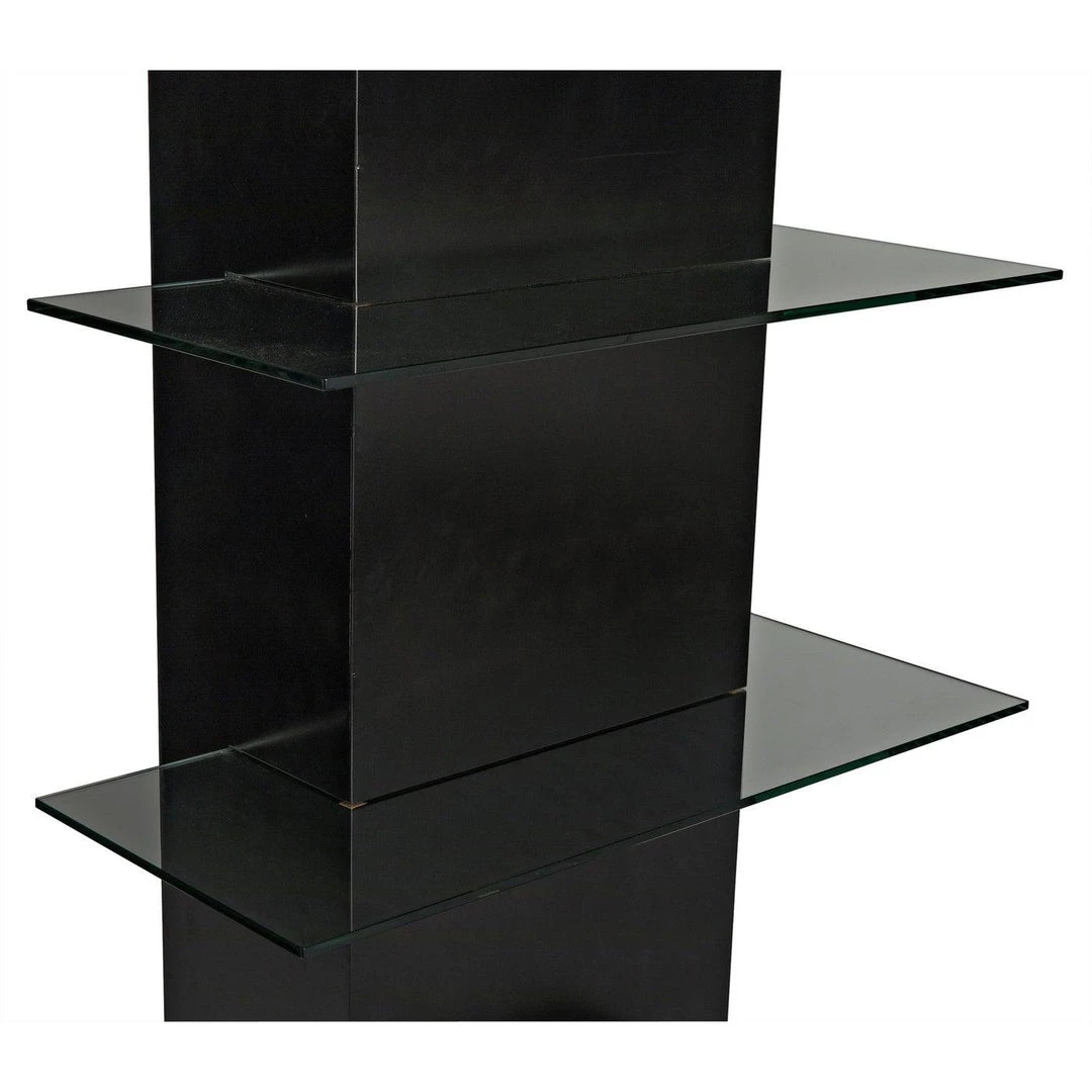 Noir Furniture Noir Colombo Shelving, Black Steel With Glass