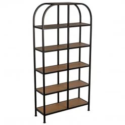 Noir Furniture SL07 Bookcase, Gold Teak And Metal