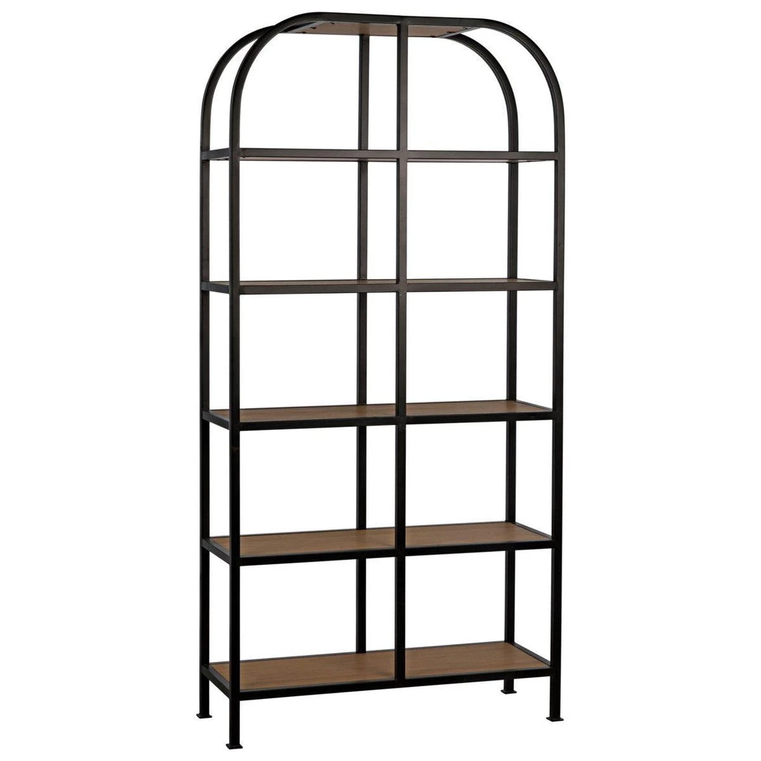 Noir Furniture SL07 Bookcase, Gold Teak And Metal