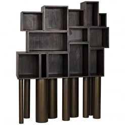 Noir Furniture Noir Mr. Roberts Shelving, Ebony Walnut With Steel Legs