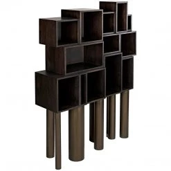 Noir Furniture Noir Mr. Roberts Shelving, Ebony Walnut With Steel Legs