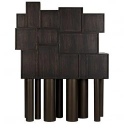 Noir Furniture Noir Mr. Roberts Shelving, Ebony Walnut With Steel Legs