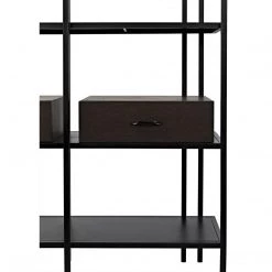 Noir Furniture Bookcases Noir Lenox Bookcase, Black Steel With Ebony Walnut