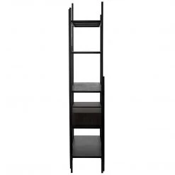 Noir Furniture Bookcases Noir Lenox Bookcase, Black Steel With Ebony Walnut