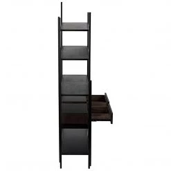 Noir Furniture Bookcases Noir Lenox Bookcase, Black Steel With Ebony Walnut