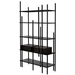 Noir Furniture Bookcases Noir Lenox Bookcase, Black Steel With Ebony Walnut