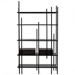 Noir Furniture Bookcases Noir Lenox Bookcase, Black Steel With Ebony Walnut