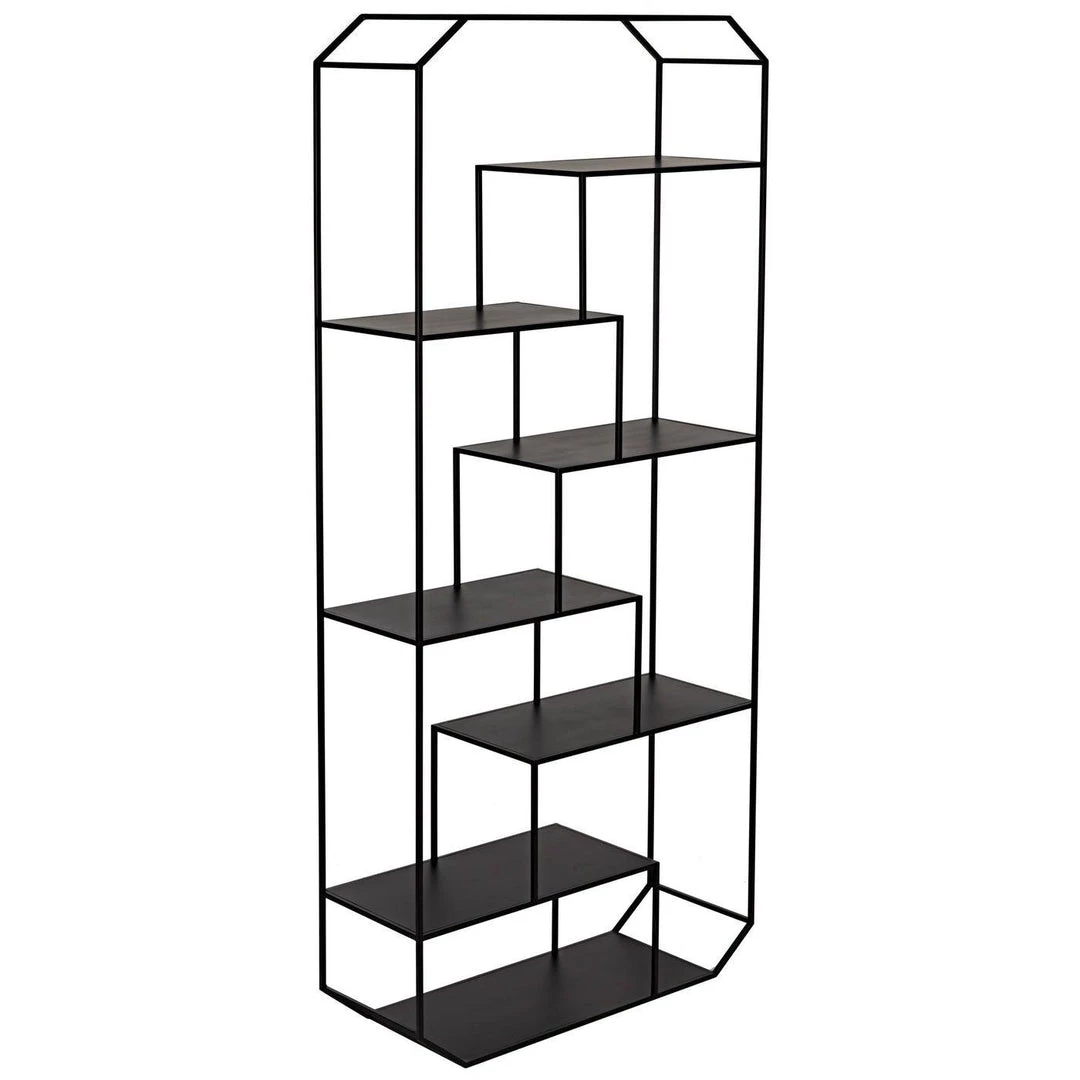 Noir Furniture Noir Marquise Bookcase, Black Steel Bookcases