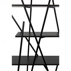 Noir Furniture Noir Botta Bookcase, Black Steel With Ebony Walnut Bookcases