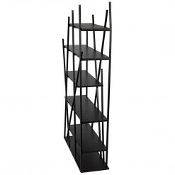 Noir Furniture Noir Botta Bookcase, Black Steel With Ebony Walnut Bookcases