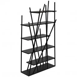 Noir Furniture Noir Botta Bookcase, Black Steel With Ebony Walnut Bookcases