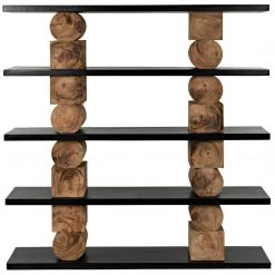 Noir Furniture Noir Rabban Bookcase, Hand Rubbed Black/Natural