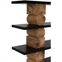 Noir Furniture Noir Rabban Bookcase, Hand Rubbed Black/Natural