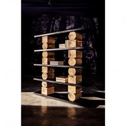 Noir Furniture Noir Rabban Bookcase, Hand Rubbed Black/Natural