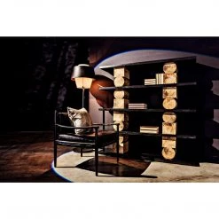 Noir Furniture Noir Rabban Bookcase, Hand Rubbed Black/Natural