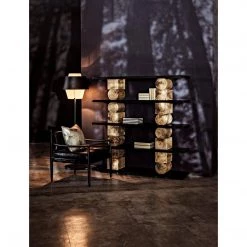 Noir Furniture Noir Rabban Bookcase, Hand Rubbed Black/Natural