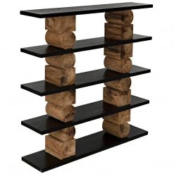 Noir Furniture Noir Rabban Bookcase, Hand Rubbed Black/Natural