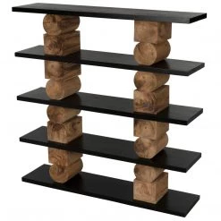 Noir Furniture Noir Rabban Bookcase, Hand Rubbed Black/Natural