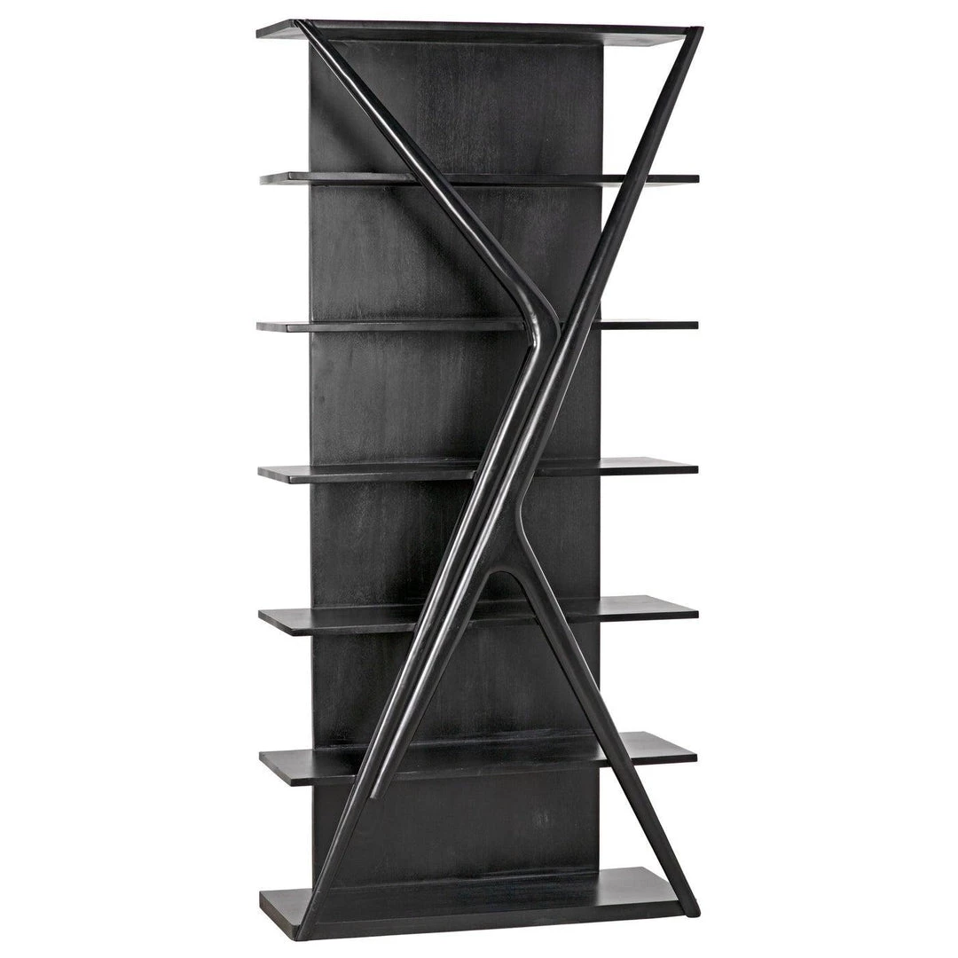 Noir Furniture Noir Vetra Bookcase, Hand Rubbed Black