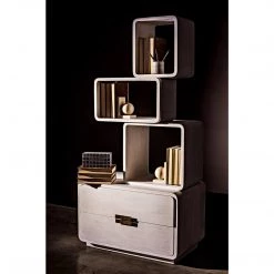 Noir Furniture Noir Belini Bookcase, White Wash Bookcases