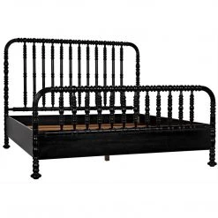 Noir Furniture Noir Bachelor Bed, Hand Rubbed Black Beds