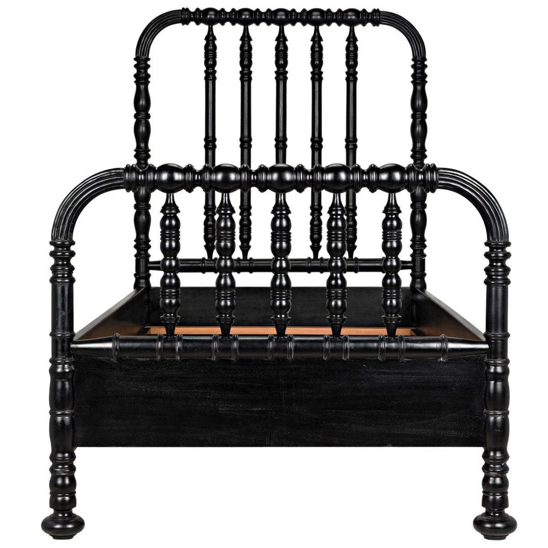 Noir Furniture Noir Bachelor Bed, Hand Rubbed Black Beds