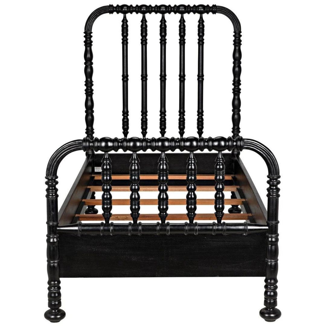 Noir Furniture Noir Bachelor Bed, Hand Rubbed Black Beds