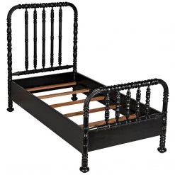 Noir Furniture Noir Bachelor Bed, Hand Rubbed Black Beds