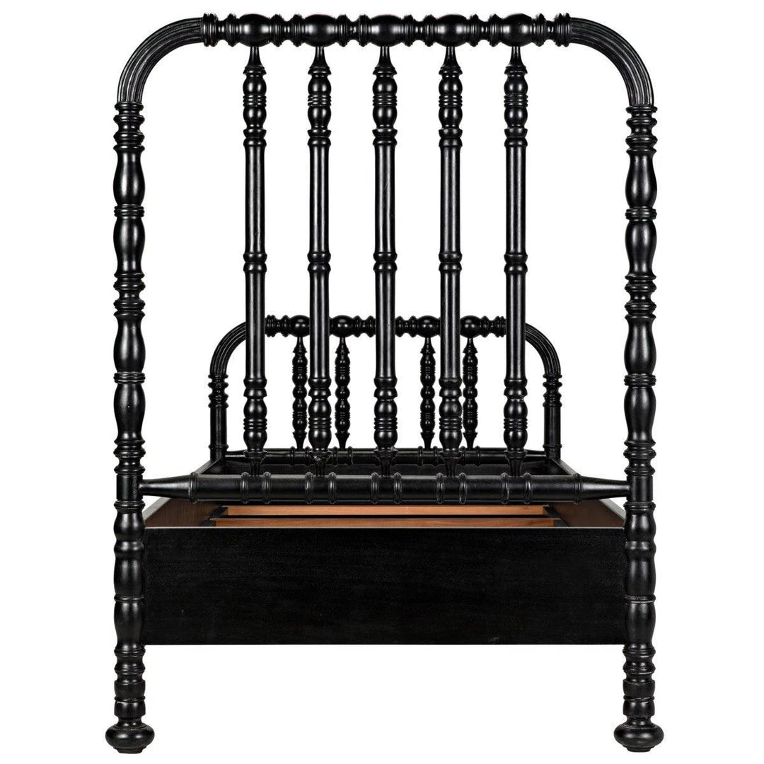 Noir Furniture Noir Bachelor Bed, Hand Rubbed Black Beds