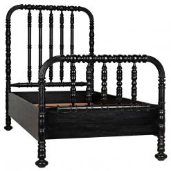 Noir Furniture Noir Bachelor Bed, Hand Rubbed Black Beds