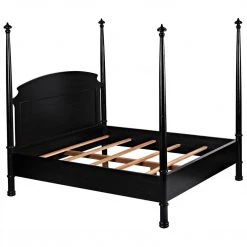 Noir Furniture New Douglas Bed, Eastern King, Hand Rubbed Black