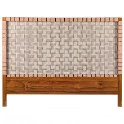 Noir Furniture Noir Mansard Bed, Eastern King, Teak And Leather