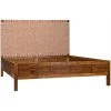Noir Furniture Noir Mansard Bed, Eastern King, Teak And Leather