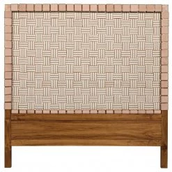 Noir Furniture Noir Mansard Teak And Leather Bed, Queen