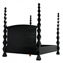 Noir Furniture Noir Brancusi Bed, Queen, Hand Rubbed Black Accent Tables