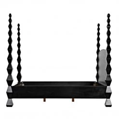 Noir Furniture Noir Brancusi Bed, Queen, Hand Rubbed Black Accent Tables