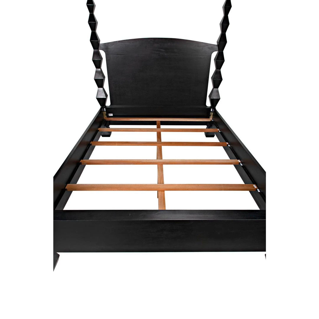 Noir Furniture Noir Brancusi Bed, Queen, Hand Rubbed Black Accent Tables