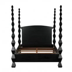 Noir Furniture Noir Brancusi Bed, Queen, Hand Rubbed Black Accent Tables